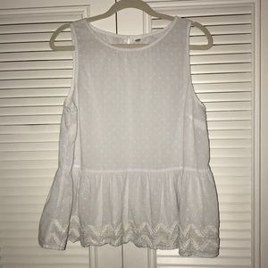 White embroidered peplum tank top